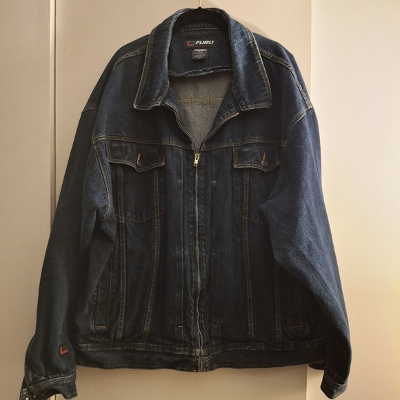 FUBU Vintage The Colkection Since 1982 Dark Blue Men's Heavy Denim Jacket - Picture 1 of 8